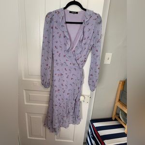 Purple Floral Wrap Dress